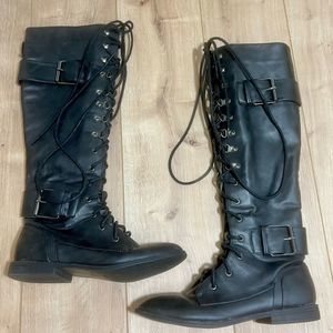 Justfab Knee High Combat Boots